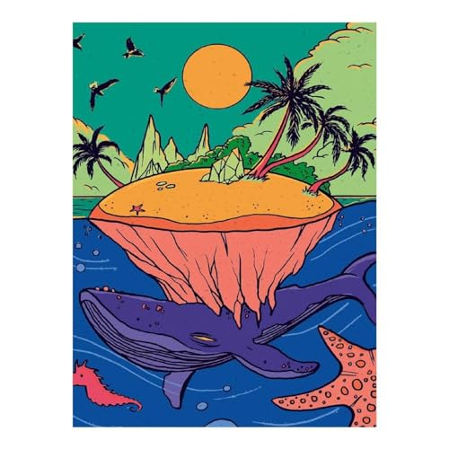 Peinture diamant île des baleines kit loisirs créatifs broderie strass adulte 30x40 cm