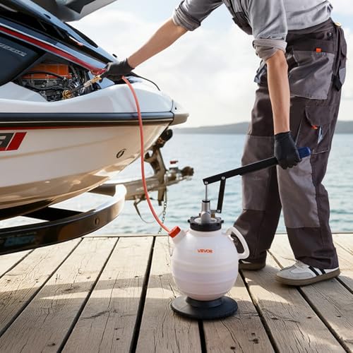 VEVOR Transmission Fluid Pump, 7.5 L Capacity, Manual Fluid Transfer Pump with 8 ATF Adapters & 47 in Outlet Horse, ATF Refill Kit, Oil Extractor Dispenser with HDPE Tank for Cars, Lawn Mowers by VEVOR - Image 2