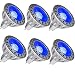 LEMENG MR16 GU5.3 Blue LED Bulb 5W, 35W-50W Halogen Bulbs Equiv,GU 5.3 Bi-pin Fittings, Aluminum Casing, 12V DC AC Low Voltage,30 Deg for Outdoor Landscape Track Lighting, Not Dimmable,Pack of 6
