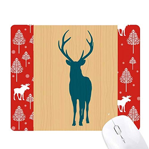 Souris motif cerf bleu grain du bois style forêt de Noël