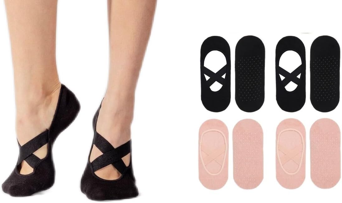 Melankoli Girls Socks 6-8 Years Old Grip Socks Pilates Yoga Dance Barre Ballet Non Slip Crew