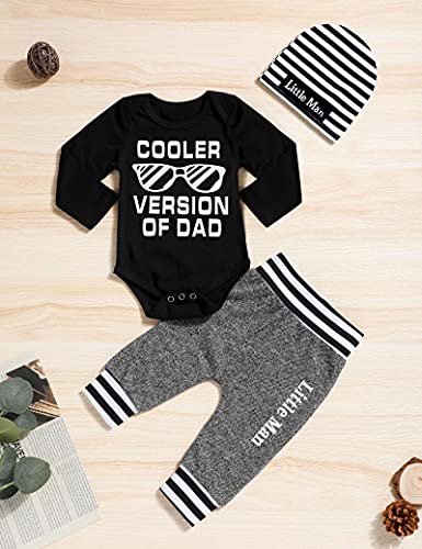 Fommy Newborn Baby Boy Clothes New to The Crew Letter Print Romper+ Pants+Hat 3PCS Outfit3