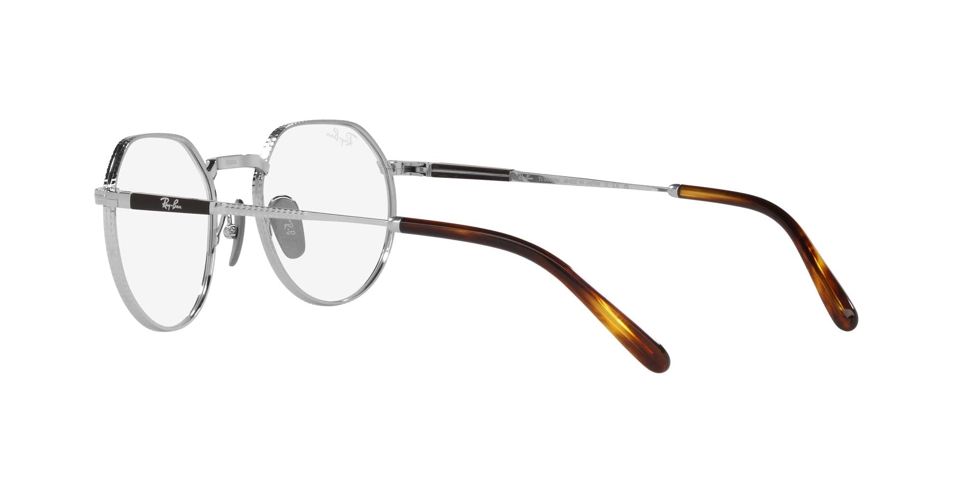 Ray-Ban Rx8265v Jack tytanowe okrągłe okulary na receptę, Srebro/soczewka demonstracyjna, 53 mm