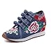 Fanwer Short en Peluche Femmes Broderie Fleur Wedge Casual Chaussures de Voyage augmentées Occasionnels (Bleu,38 EU)