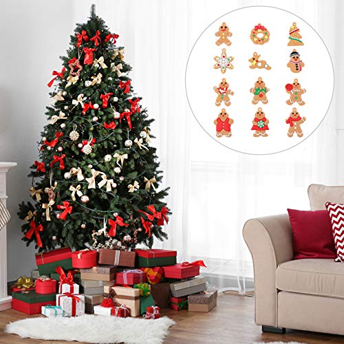 ULTECHNOVO 12 PeÃ§as de Mini Boneco de Gengibre Enfeites Boneca Boneco de Gengibre Pendurados Enfeit