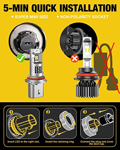 Fahren 2023 Newest 9004/Hb1 Led Headlight Bulbs, 24000Lm Ultra Brighter, 1:1 Size Hi/Lo Dual Beam 9004 Hb1 Led Bulb, 6500K Cool White, Direct Installation, Pack Of 2 #TOP3