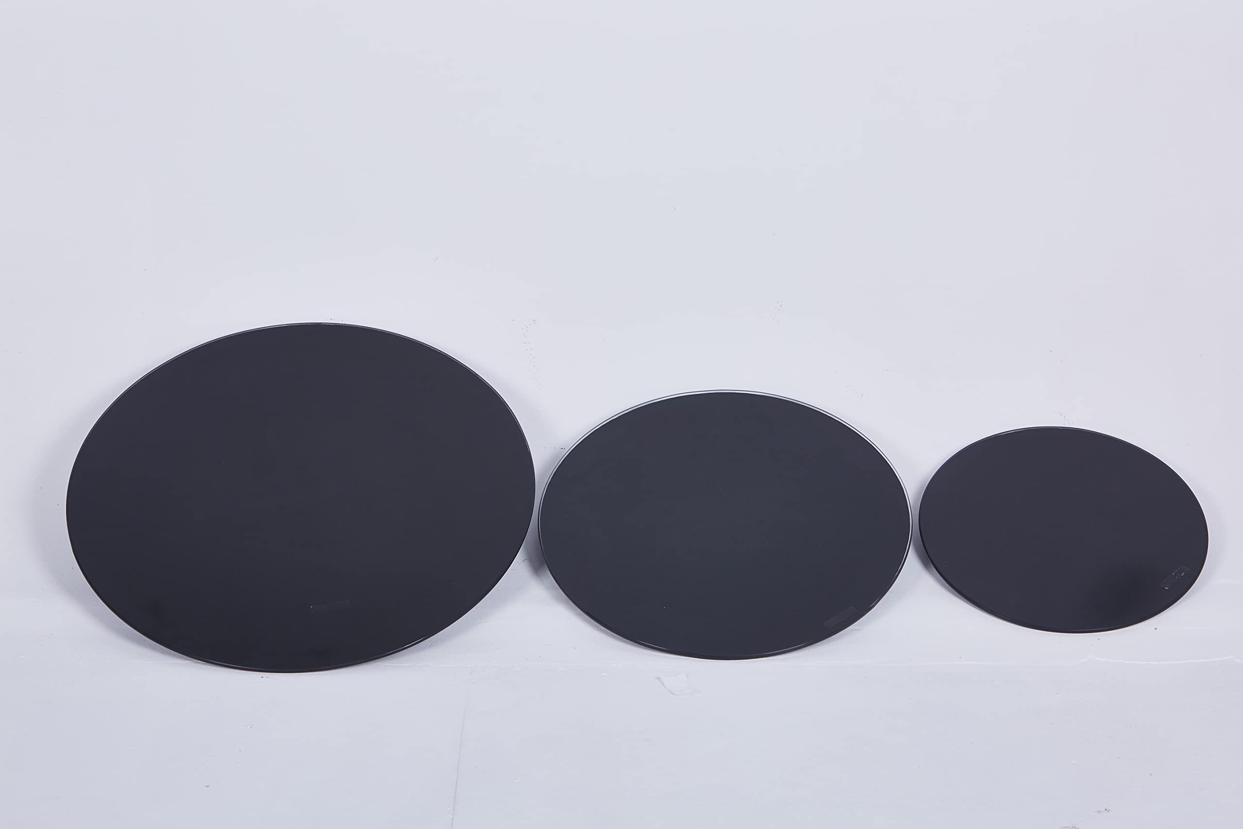 Euro Tische Piano in vetro e piano del tavolo in forma rotonda da 40 cm, fondo in vetro di sicurezza monolastra da 6 mm, perfetto come piano del tavolo, base (nero)