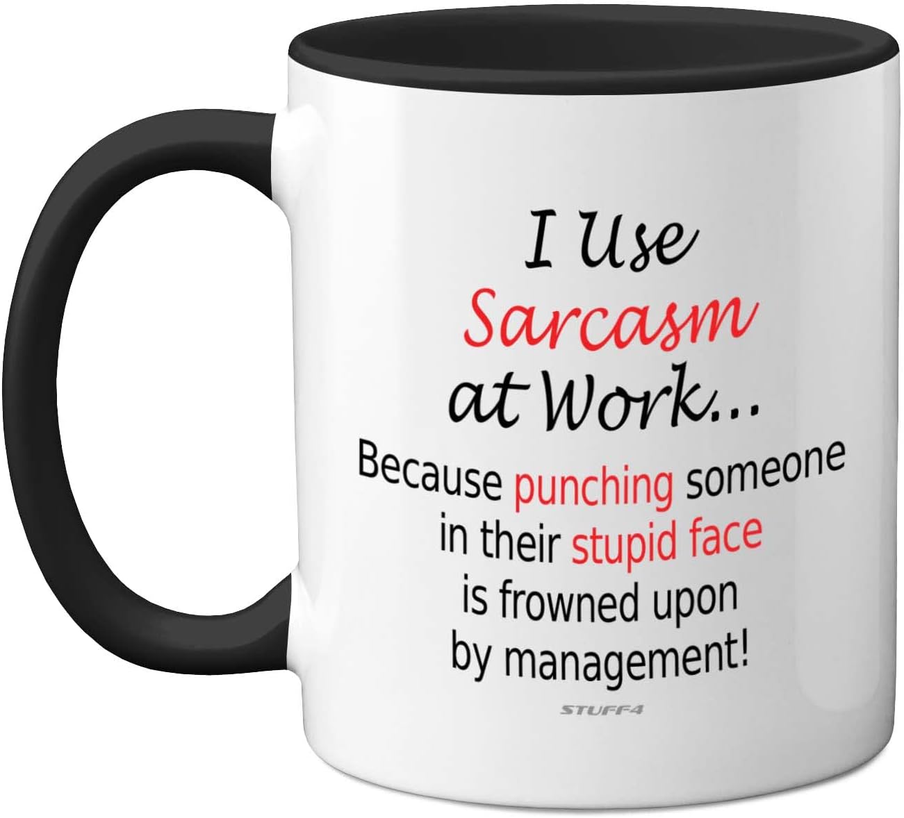 Funny Mugs, I Use Sarcasm at Work, Desk Novelty Mugs for Colleagues Secret Santa, Christmas Birthday Gifts