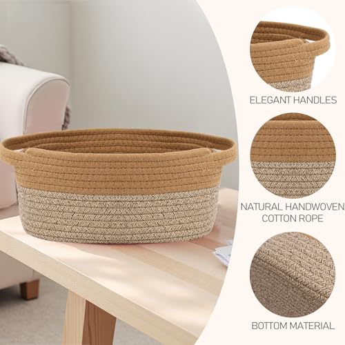 Image of JMvicyroam Small Woven Basket, Empty Gift Basket, Jute&Brown /1 Pack | Small Gift Basket, Cotton Rope, 12 x 8 x 75 in, Handles, Includes Ribbon and Bag, Birthday Gift Basket