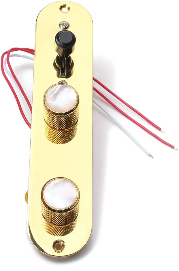 Alnicov Fully Loaded Control Plate Pre-Wired 3-Way Control Plate With Wiring Harness For Fender Tele Telecaster Electric Guitar,Gold