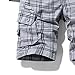 Men's Plaid Cargo Shorts Button Cool Multi-Pocket Straight Fast Dry Expandable Casual Fashion Outdoor Shorts (Grey,34)