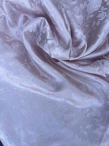 Sedona Designz 58" Wide Satin Jacquard Rose Brocade Fabric – 100% Polyester, Ideal for Dresses, Lingerie, and Tablecloths