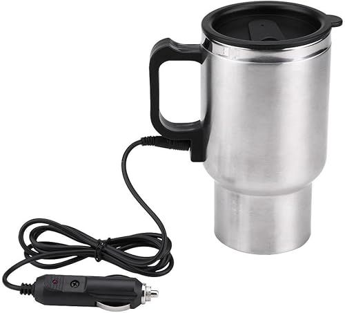 Taza de viaje térmica, 12 V 15.2 fl oz, eléctrica Incar de acero inoxidable, taza de calentamiento de viaje, taza de café, té para auto, taza con