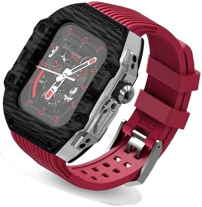 Bracelet de montre en caoutchouc et boîtier carbone pour Apple Watch, idéal du bureau au sport