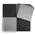 innhom 12 Tiles, 46 SQ. FT Gym Mat Exercise Mat Puzzle Foam Mats Gym Flooring Mat Interlocking Foam Mats with EVA Foam Floor Tiles for Gym Equipment Workout Mat, Black and Gray