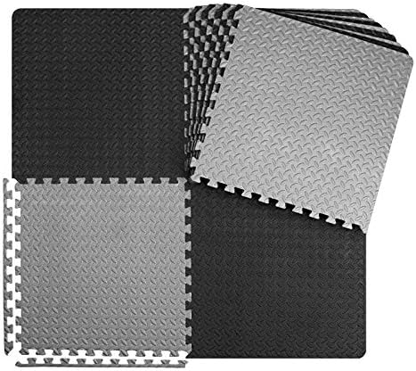 innhom Gym Flooring Gym Mats Exercise Mat for Floor Workout Mat Foam Floor Tiles for Home Gym Equipment Garage, 6 Black and 6 Gray