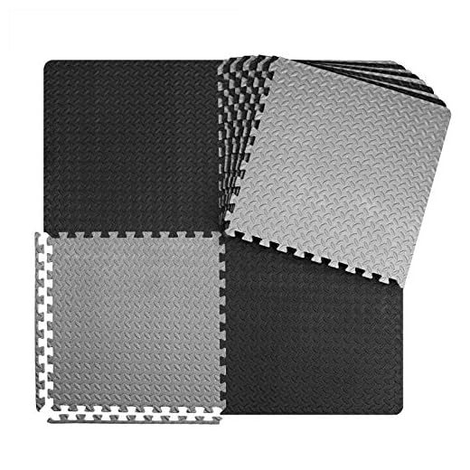 innhom Gym Flooring Gym Mats Exercise Mat for Floor Workout Mat Foam Floor Tiles for Home Gym Equipment Garage, 6 Black and 6 Gray