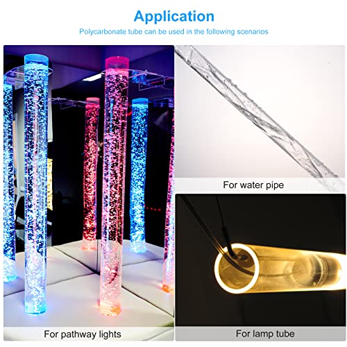 sourcing map Plástico Rígido Tubo Policarbonato Redondo Tubo Transparente 0.16(4mm) ID 0.23(6mm) OD 9.6 (245mm) Alto Impacto para Iluminación, Maquetas, Agua Plomería, Paquete de 3