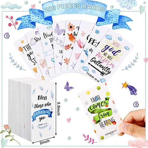 200 Pieces Bible Verse Cards With Full Scripture Inspirational Mini Prayer Cards Positive Affirmations Cards Religious Gifts For Men Women Religious Motivational Quote Cards Lunch Box (Vivid Style) #TOP1