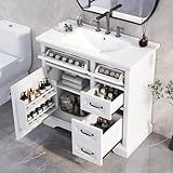 Mirightone 36' Vanity with Sink, Bathroom Vanities 36 inch with Sink, Single Sink Bathroom Vanity, 36 Restroom Vanity with Top, Includeing 2 Tip-Out Drawers and Soft Close Door Hinges (White)