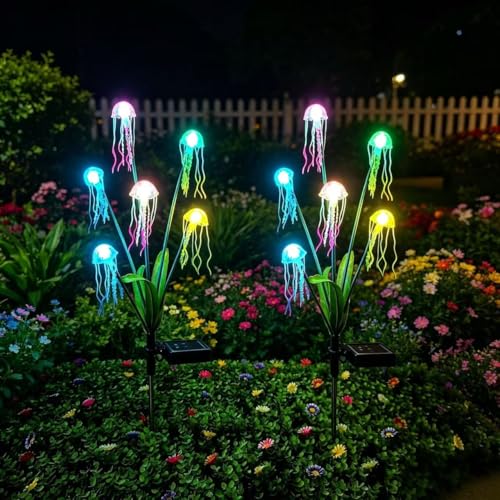 Lampe solaire méduse étanche jardin cour allée parterre fleurs balcon terrasse lot de 2