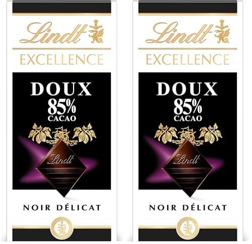 Lindt - Tablette EXCELLENCE Noir 85% Cacao Doux - Chocolat Noir, 100g (Lot de 2)