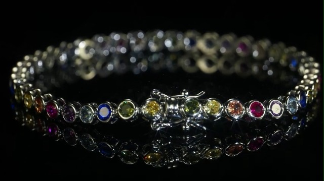 Amazon.com: Gemsme 3.0mm Colorful Tennis Link Bracelet, 18K Yellow