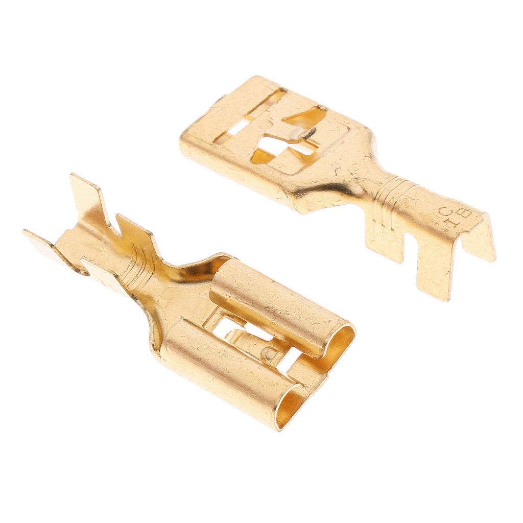 25 Pieces Brass Crimp Terminal Cable Locking Female Spade Connector 9.5mm - High Current Capability & Resistant to Corrosion