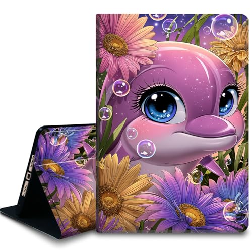 Bxgolkgd Funda para tablet Microsoft Surface Pro 7+ Plus/7/6/5/4 de 12.3 pulgadas, a prueba de golpes, con función de encendido y apagado automático, bonita flor de delfín