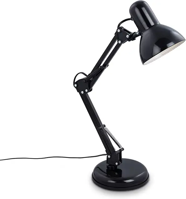Lampe de bureau orientable BRILONER - Noir, réglable, douille E14