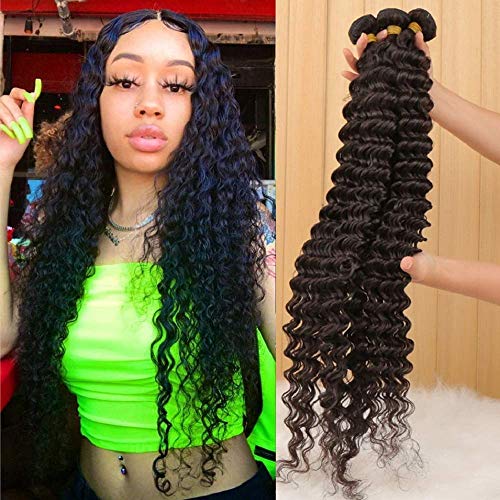 10A Brazilian Deep Wave Bundles (26 28 30) Virgin Human Hair Bundles Wet and Wavy Curly Hair 3 Bundles Weave Hair Human Bundles