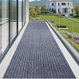 Runner Rugs 2x6 ft Indoor Outdoor Carpet Runner，Non Slip Stripe Runner Rug with Anti-Slip Rubber Backing Waterproof Low Profile Area Runner for Hallway, Entryway, Kitchen, Patio, Garage, Laundry
