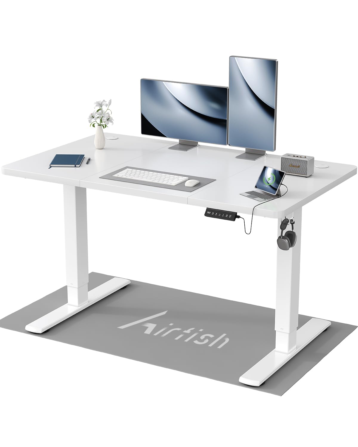 Airfish Höhenverstellbarer Schreibtisch Kinder Schreibtisch Höhenverstellbar Elektrischer mit Memory-Funktion, Bürotisch Höhenverstellbar für Home Office Steh-Sitz Tisch Standing Desk