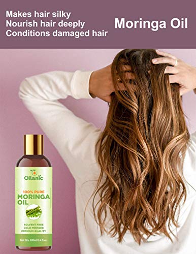Image of Pure & Natural Moringa Oil for Women and Men | Organic Cold Pressed Moringa Seed Oil for Hair Growth, Hair Fall Control, Face, Skin & Body Care | Chemical Free | Pack of 1 100ml