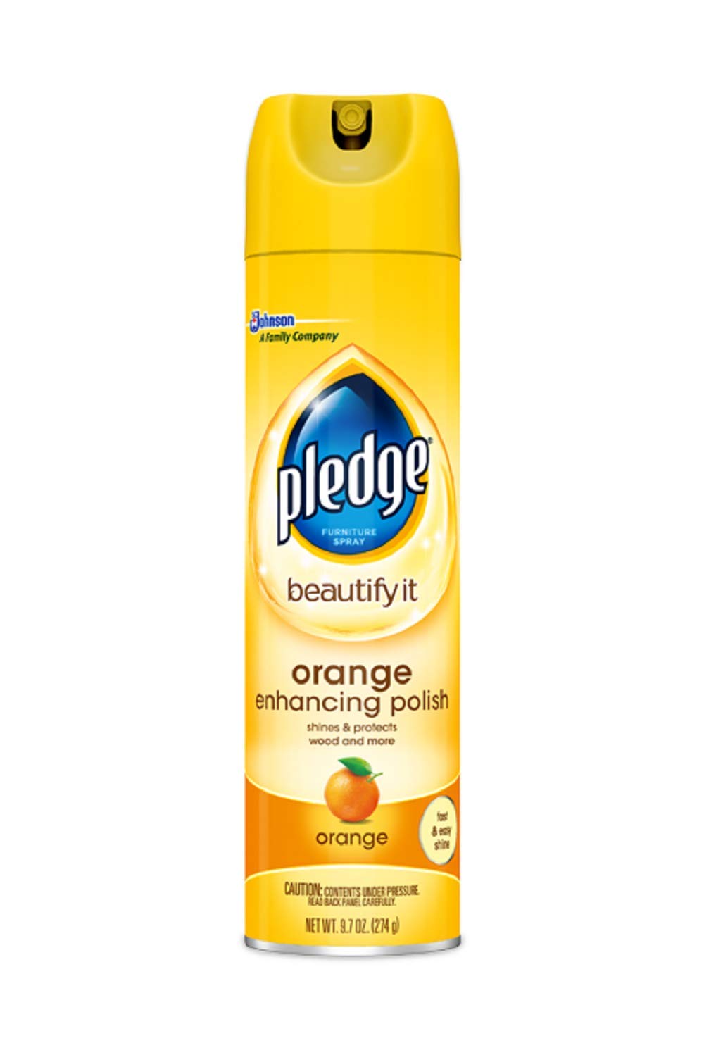 Pledge 697834 Furniture Polish, Orange Clean Scent, 9.7 oz Aerosol (Case of 12)