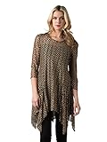 Kaktus Women's 3/4 Sleeve Asymmetrical Diamond Print Tunic (Plus Size Available)