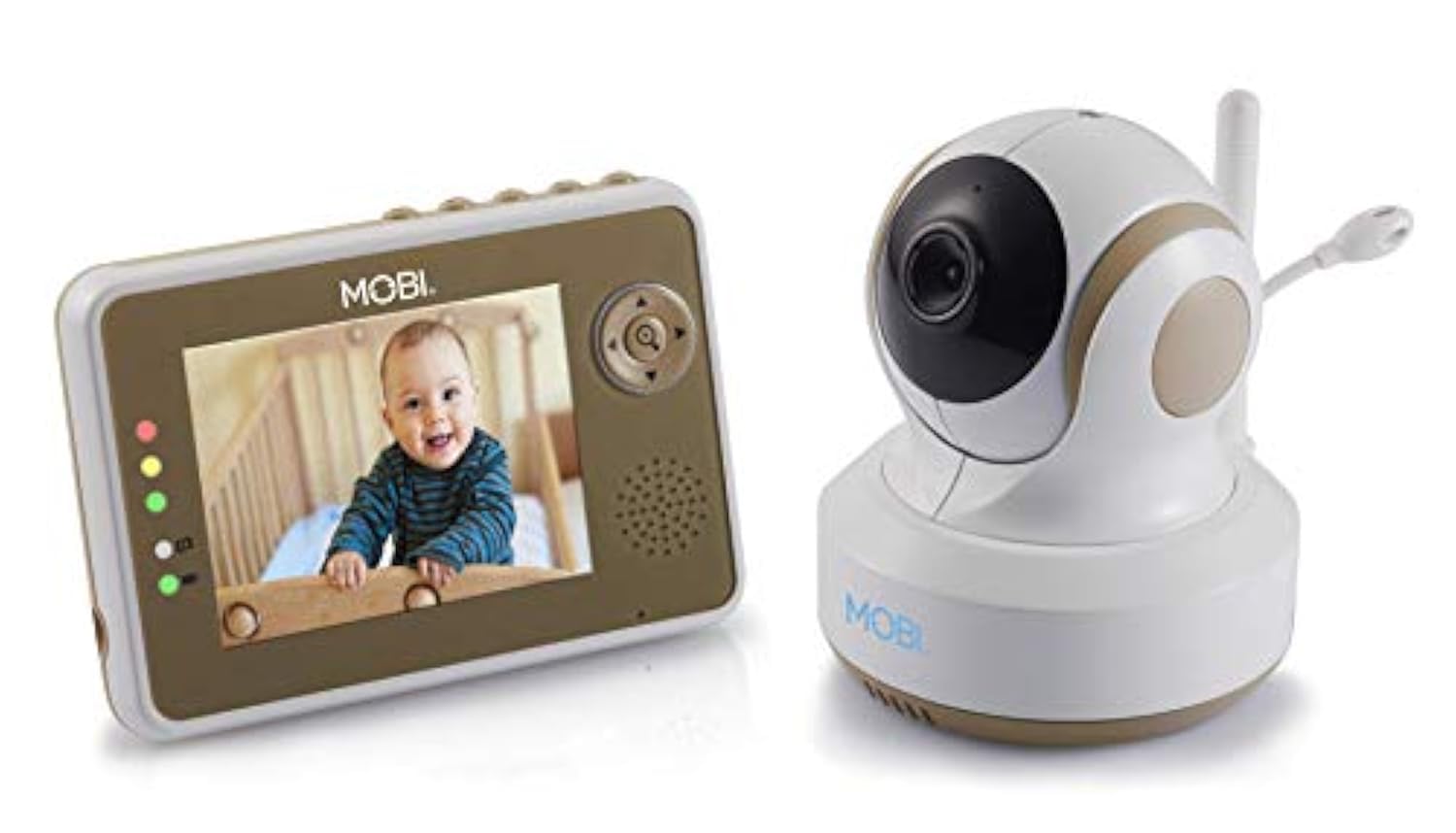MOBI MobiCam DXR-M1 Sistema di monitoraggio del bambino con monitoraggio automatico intelligente, visione notturna, panoramica e inclinazione remota, ninne nanne, Quad View, Baby Monitor, sistema di