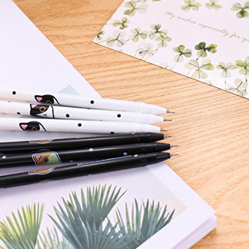 Slendima 1 Pc 0.38 mm Creative Kawaii Cat Gel Pen, Cute Stationery Gift School Student Supplies - Black/White - Thumbnail 7