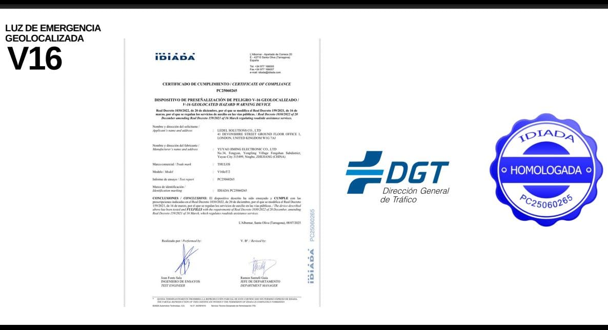 Suinga Lumière d'urgence pour véhicule V16 homologuée DGT avec géolocalisation - Baliza V16 homologuée DGT - Lumière V16 homologuée DGT