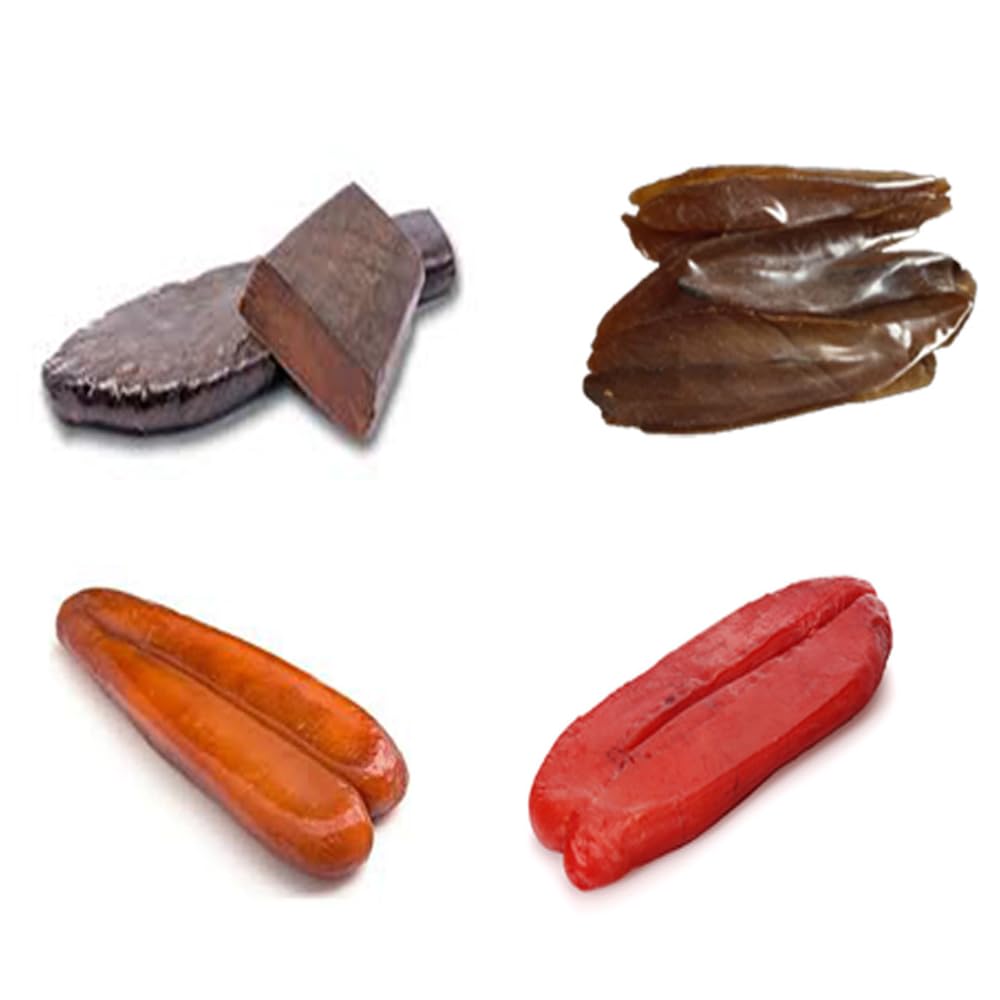 Los Picones Gourmet® Pack 4 Huevas Variadas I Hueva de Atún (140gr. aprox.) I Hueva de Estornino (100gr. aprox.) I Hueva de Mujol (120gr. aprox.) I Hueva de Maruca (170gr. aprox.) I Salazones Gourmet