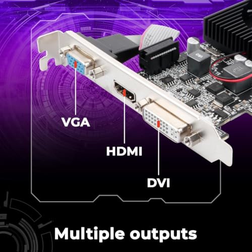 Image of ZEBR0NICS GT610 Graphics Card, 2GB DDR3 Memory, PCIe 2.0 Interface, HDMI DVI VGA Connectivity, Heatsink with Cooling Fan, Desktop GPU for Everyday Computing and Multimedia