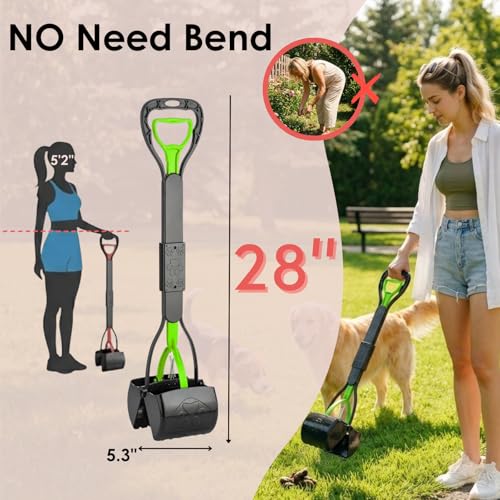 Image of TIMINGILA Pooper Scooper 2 Pack, 28 inch Long Handle No Touch Dog Pooper Scooper for Large Medium Small Dogs, Durable Spring & Lightweight, Waste Pickup Tool for Dogs in Lawns /Grass /Dirt /Gravel