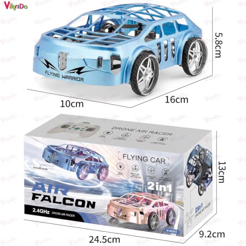 Image of VikriDA 2-in-1 Land & Air RC Flying Car Toy, 2.4G Remote Control Drone Car with One-Key Takeoff & Landing, Dual Mode RC Vehicle for Kids Boys Girls - Multicolor