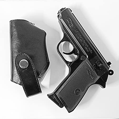 Image of 508 Lighter with Safety Lock Heavy Metal Made Black Color Gun Shape Gas Lighter with PU Holster | Dummy Gun Jet Flame Butane Refillable Lighter