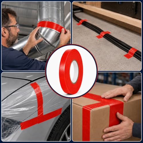 Image of GGR Supplies CDT-36 Industrial Grade Cloth Duct Tape, Red 3 Inch x 60 Yards, Waterproof UV Resistant Heavy Duty, Clean Removal with No Sticky Residue for Repairs, Packaging, and Bundling
