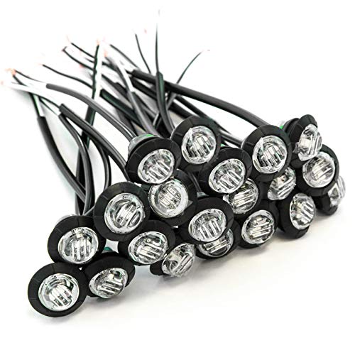 Red Hound Auto 20 Clear/Green LED Side Marker Lights 3/4 Inches Clearance Truck Trailer Pickup Extra Bright