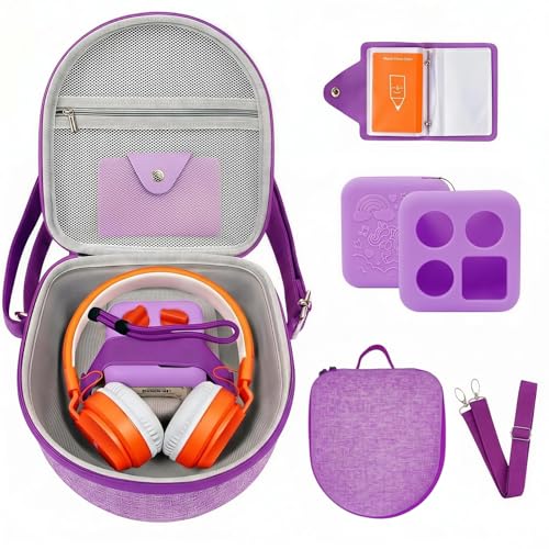 Image of Hard Case Compatible with Yoto Mini (2024 Edition), 3-in-1 Travel Bundle: Silicone Cover + Case with Shoulder Strap (Fits Mini Player & Headphones) + Up to 10 Card Holder for YOTO Cards (Purple)