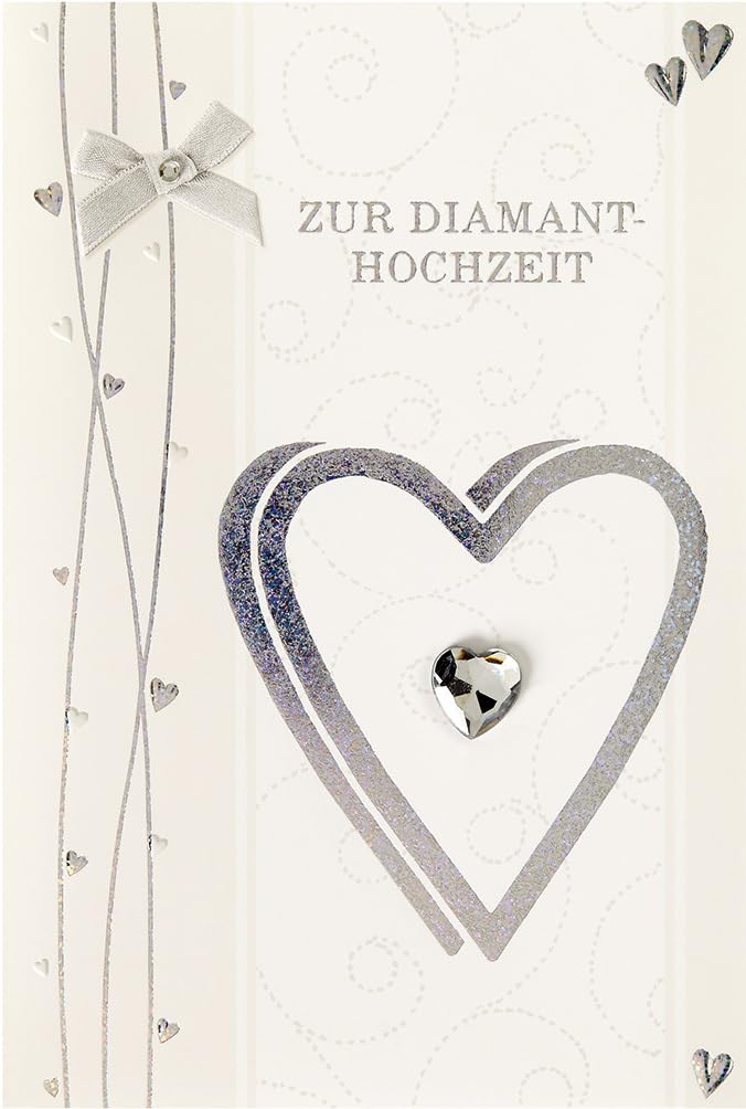 bsb Wedding Card Congratulations Card for Diamond Wedding Anniversary Collage Heart Envelope Silver