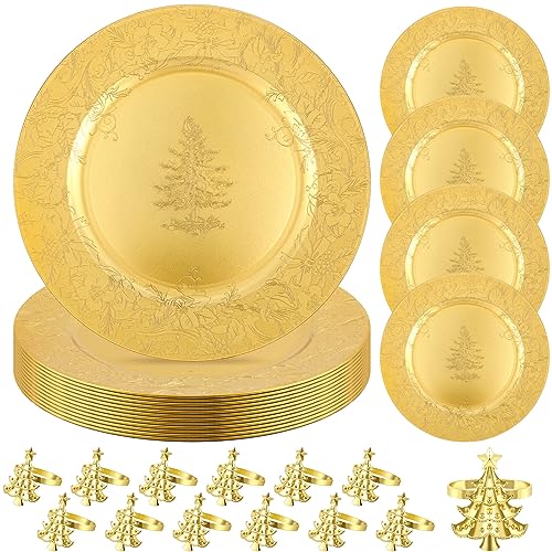 Set de 24 Platos Dorados para Navidad miniatura 1