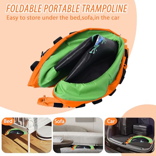 3FT Foldable Kids Trampoline, 36'' Indoor & Outdoor Mini Trampoline for Toddlers, Max Capacity 220 LBS, Adjustable Handlebar, Quiet & Safe Design